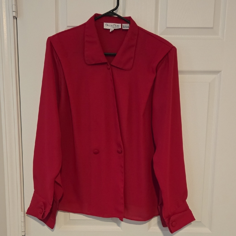 Vintage Oscar De La Renta Pink Button-Up Blouse